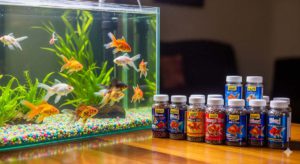 multiple types d'aliment pour poissons