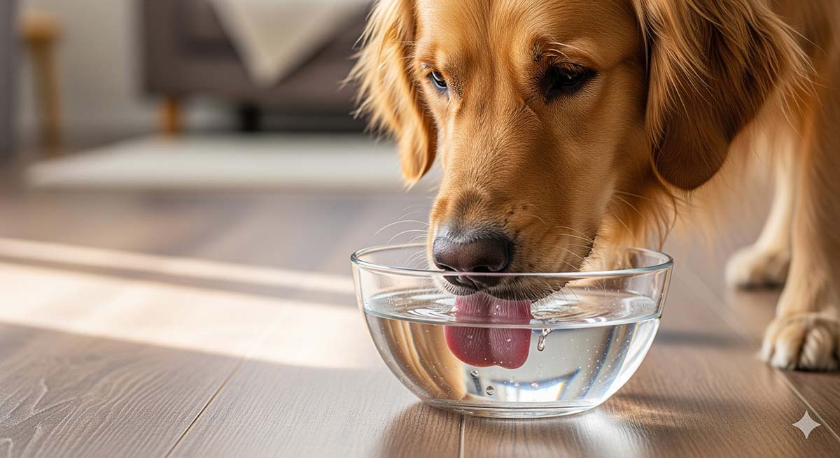 Chien buvant de l'eau