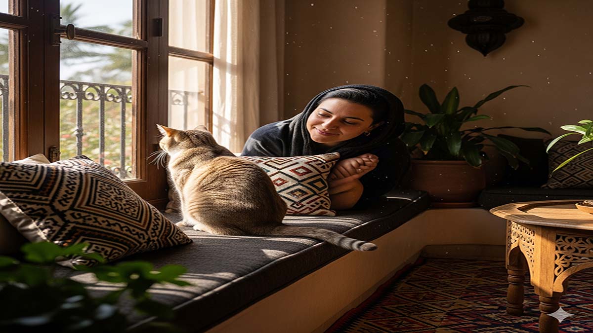 un chat qui ignore son maître