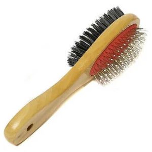 brosse chien chat double face poils et sous poil bois