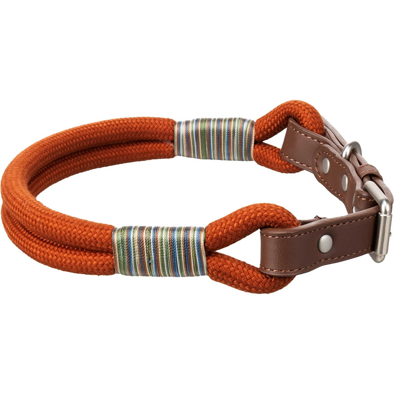Collier Athos Cognac Flamingo pour chien en similicuir
