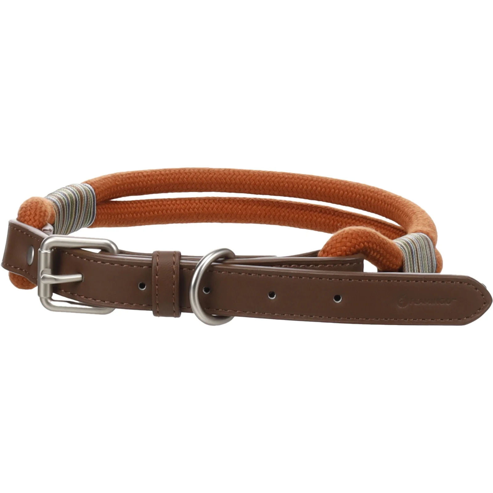 Collier Athos Cognac Flamingo pour chien en similicuir