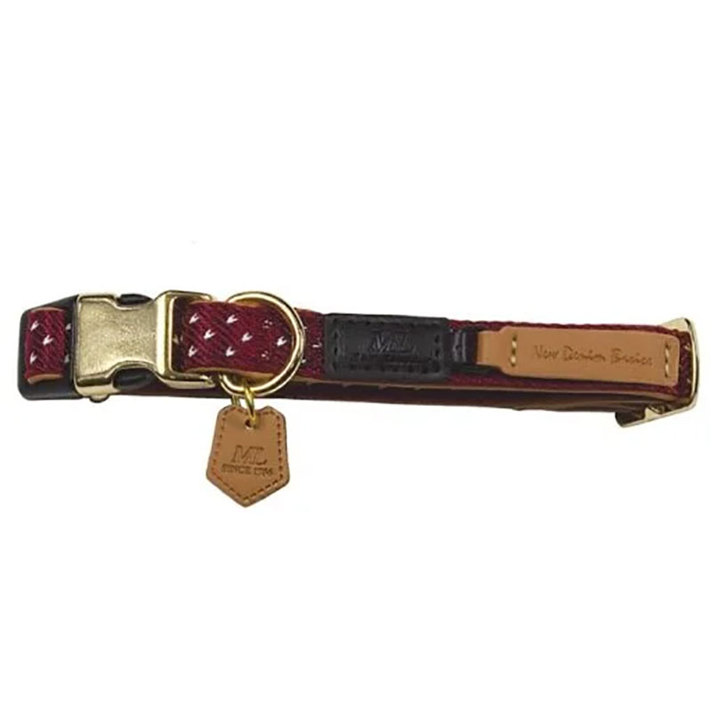 Collier Mac Leather Monaco rouge ajustable pour chien