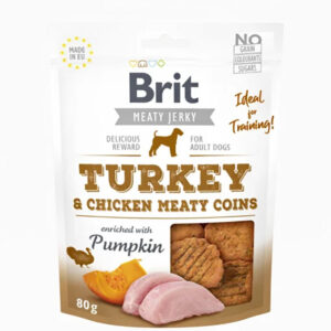 Brit Meat Jerky Turkey Meaty Coins 80g friandise pour chien