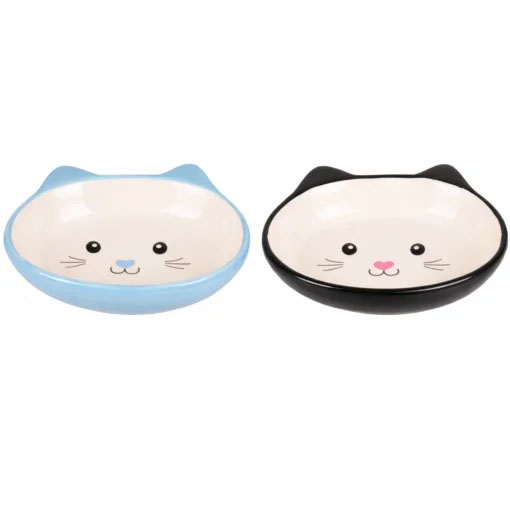 Gamelle chat Flamingo Isa céramique anti stress bleu blanc noir