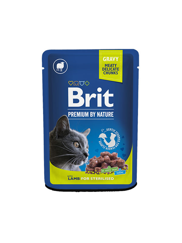 Pâtée Brit Premium chat stérilisé agneau en sauce