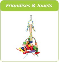 friandises et jouets pour perruches et perroquets