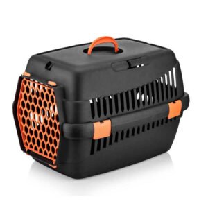 Cage de transport noir/ orange pour chiens et chats